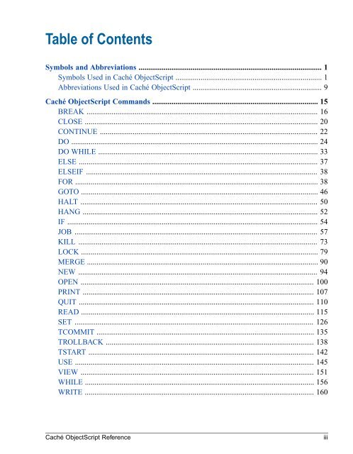 Caché ObjectScript Reference - InterSystems Documentation