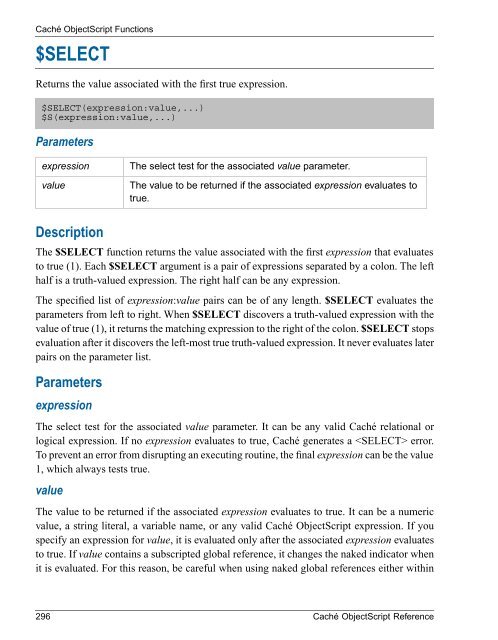 Caché ObjectScript Reference - InterSystems Documentation