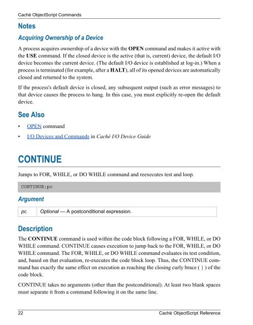 Caché ObjectScript Reference - InterSystems Documentation