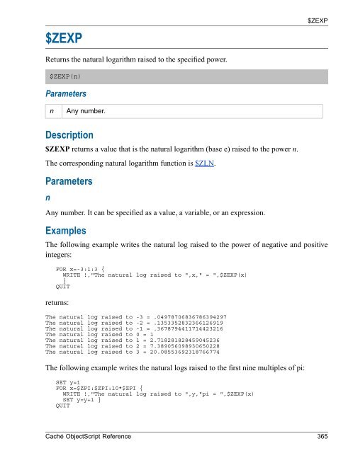 Caché ObjectScript Reference - InterSystems Documentation