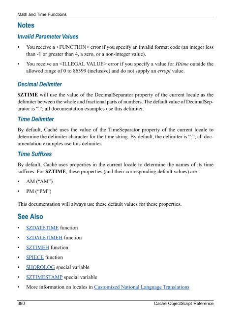 Caché ObjectScript Reference - InterSystems Documentation