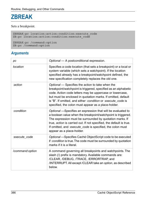 Caché ObjectScript Reference - InterSystems Documentation