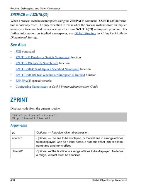 Caché ObjectScript Reference - InterSystems Documentation