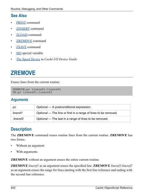 Caché ObjectScript Reference - InterSystems Documentation