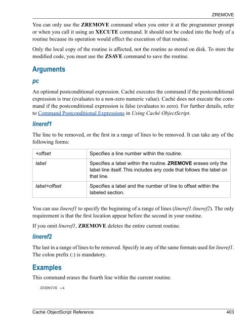 Caché ObjectScript Reference - InterSystems Documentation