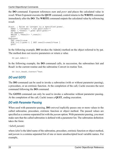 Caché ObjectScript Reference - InterSystems Documentation