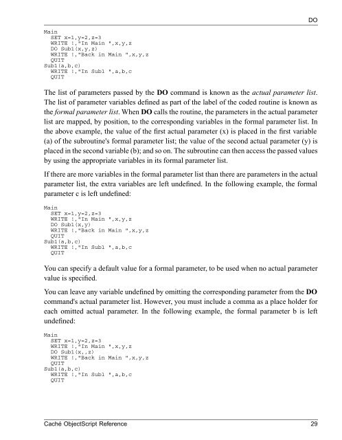 Caché ObjectScript Reference - InterSystems Documentation