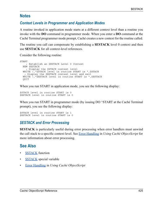 Caché ObjectScript Reference - InterSystems Documentation