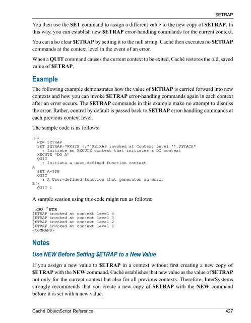 Caché ObjectScript Reference - InterSystems Documentation