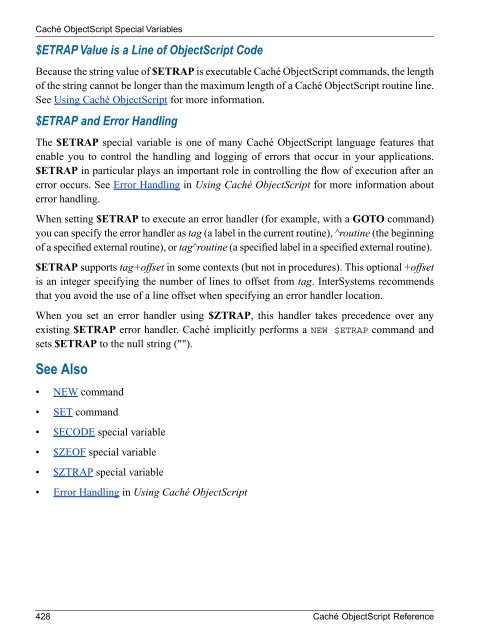 Caché ObjectScript Reference - InterSystems Documentation