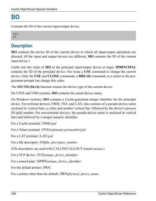 Caché ObjectScript Reference - InterSystems Documentation