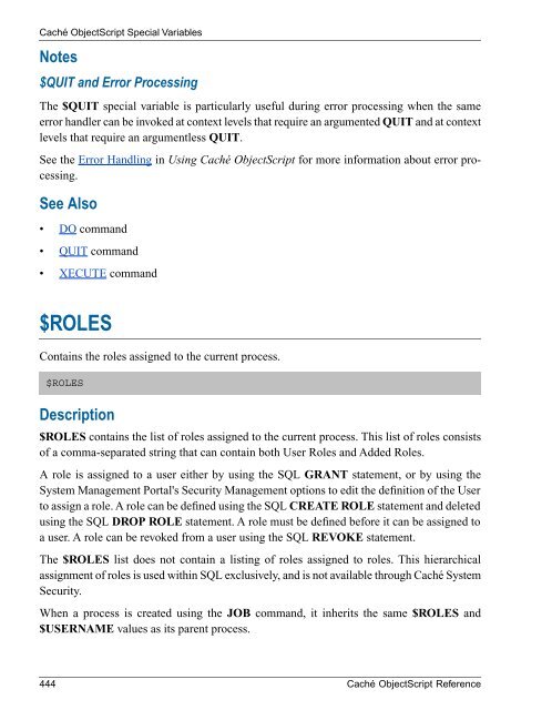 Caché ObjectScript Reference - InterSystems Documentation