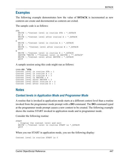 Caché ObjectScript Reference - InterSystems Documentation