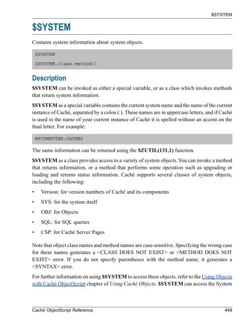 Caché ObjectScript Reference - InterSystems Documentation