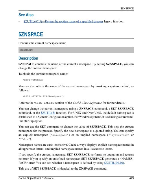 Caché ObjectScript Reference - InterSystems Documentation