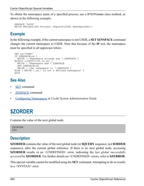 Caché ObjectScript Reference - InterSystems Documentation