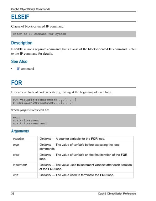 Caché ObjectScript Reference - InterSystems Documentation