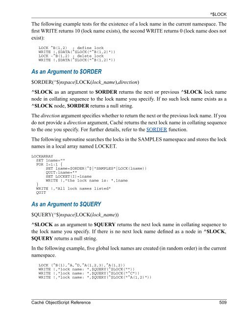 Caché ObjectScript Reference - InterSystems Documentation