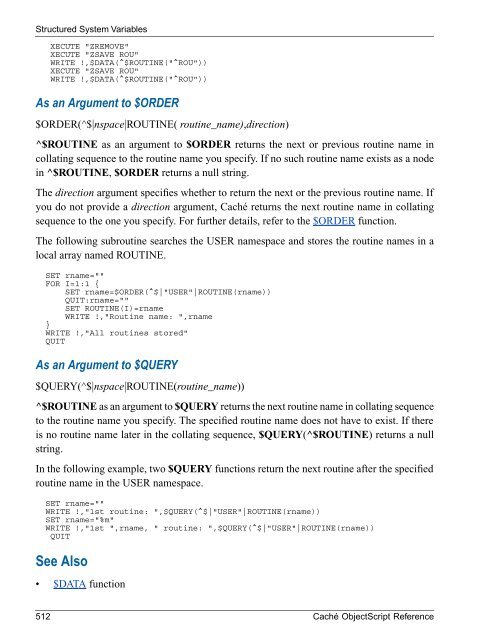 Caché ObjectScript Reference - InterSystems Documentation