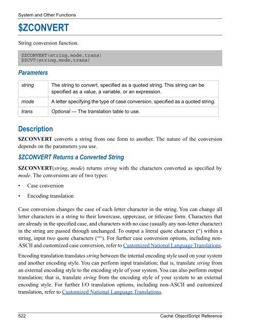 Caché ObjectScript Reference - InterSystems Documentation