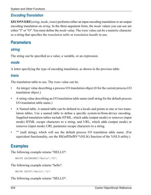 Caché ObjectScript Reference - InterSystems Documentation