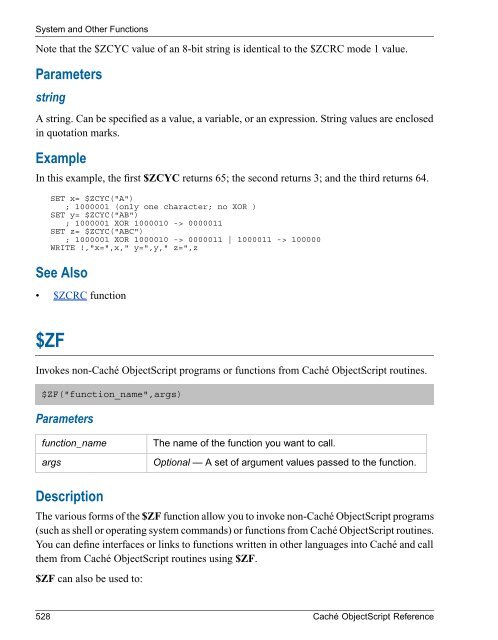 Caché ObjectScript Reference - InterSystems Documentation