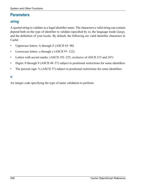 Caché ObjectScript Reference - InterSystems Documentation