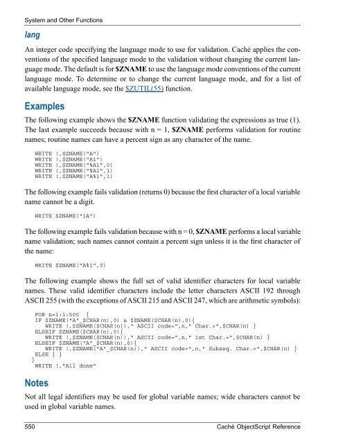 Caché ObjectScript Reference - InterSystems Documentation