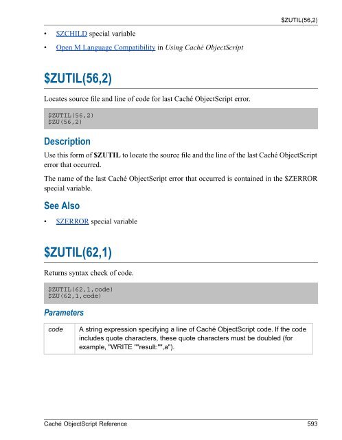 Caché ObjectScript Reference - InterSystems Documentation