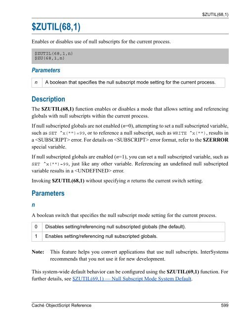 Caché ObjectScript Reference - InterSystems Documentation