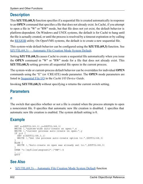 Caché ObjectScript Reference - InterSystems Documentation