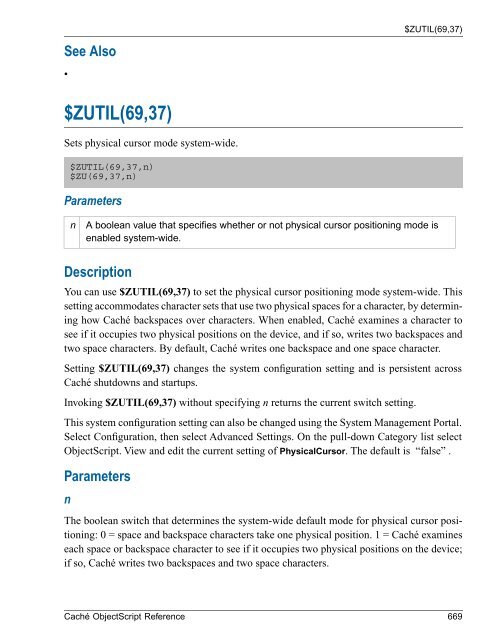 Caché ObjectScript Reference - InterSystems Documentation