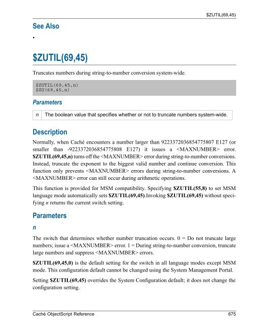 Caché ObjectScript Reference - InterSystems Documentation