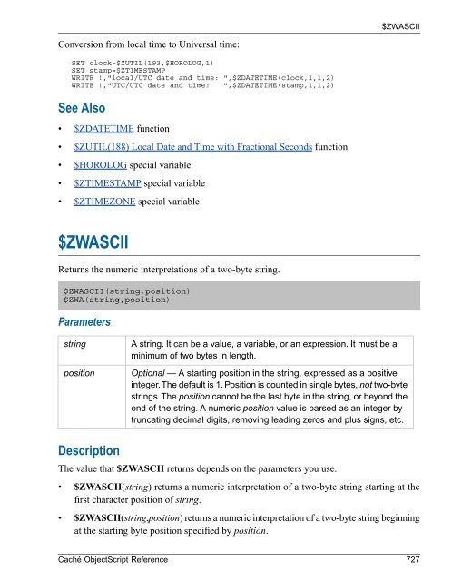 Caché ObjectScript Reference - InterSystems Documentation