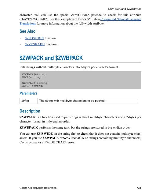 Caché ObjectScript Reference - InterSystems Documentation