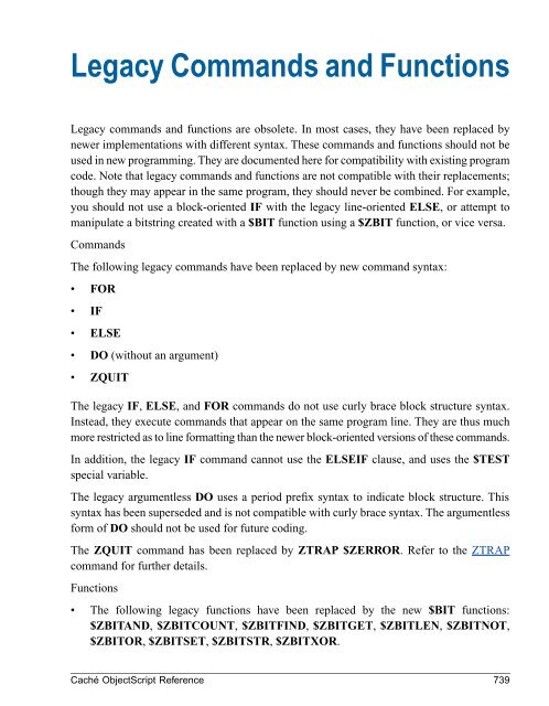 Caché ObjectScript Reference - InterSystems Documentation