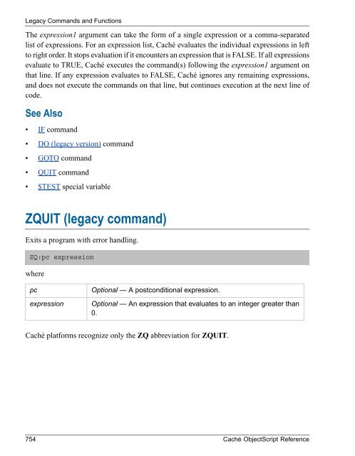 Caché ObjectScript Reference - InterSystems Documentation