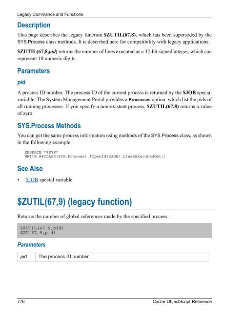 Caché ObjectScript Reference - InterSystems Documentation