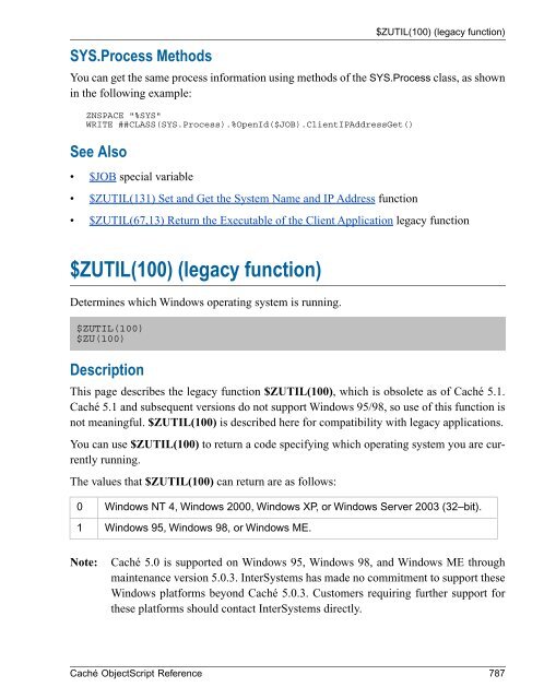 Caché ObjectScript Reference - InterSystems Documentation