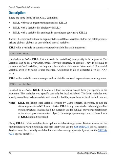 Caché ObjectScript Reference - InterSystems Documentation