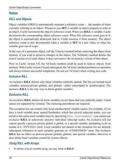 Caché ObjectScript Reference - InterSystems Documentation