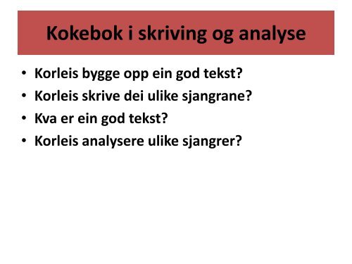 Kokekurs i analyse og skriving - Noddi