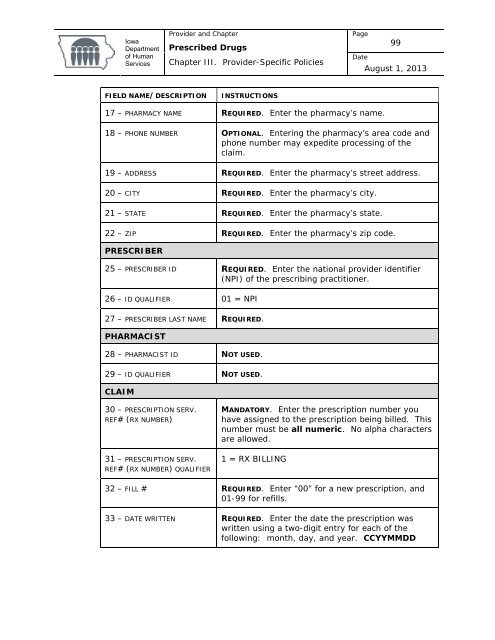 Prescribed Drugs Provider Manual - Iowa Department of Human ...