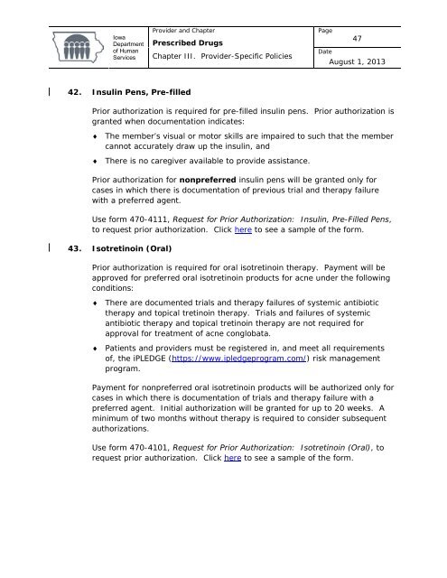 Prescribed Drugs Provider Manual - Iowa Department of Human ...