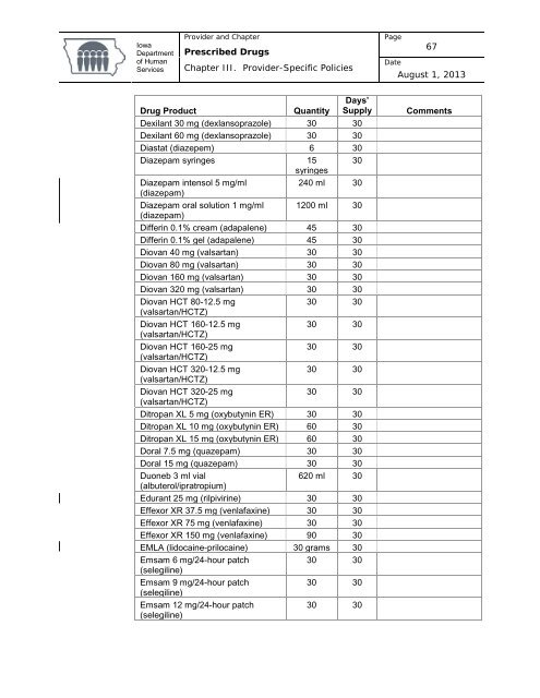 Prescribed Drugs Provider Manual - Iowa Department of Human ...