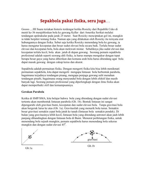 Sepakbola Pakai Fisika Seru Juga (Pdf) - Yohanes Surya.com