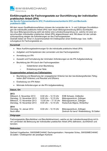 Fachvorgesetztenschulungen_2013 - Swissmechanic