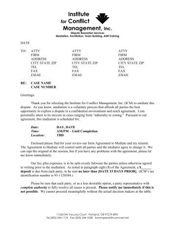 ICM Mediation Scheduling Letter.pdf - Mediate.com