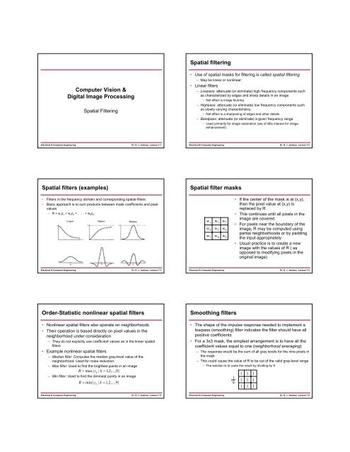 Spatial filter masks Order-Statistic