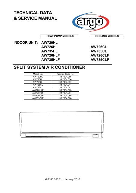 technical data & service manual split system air conditioner - Package